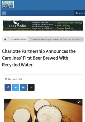 Municipal Sewer Water Carolina's First Recycled Beer